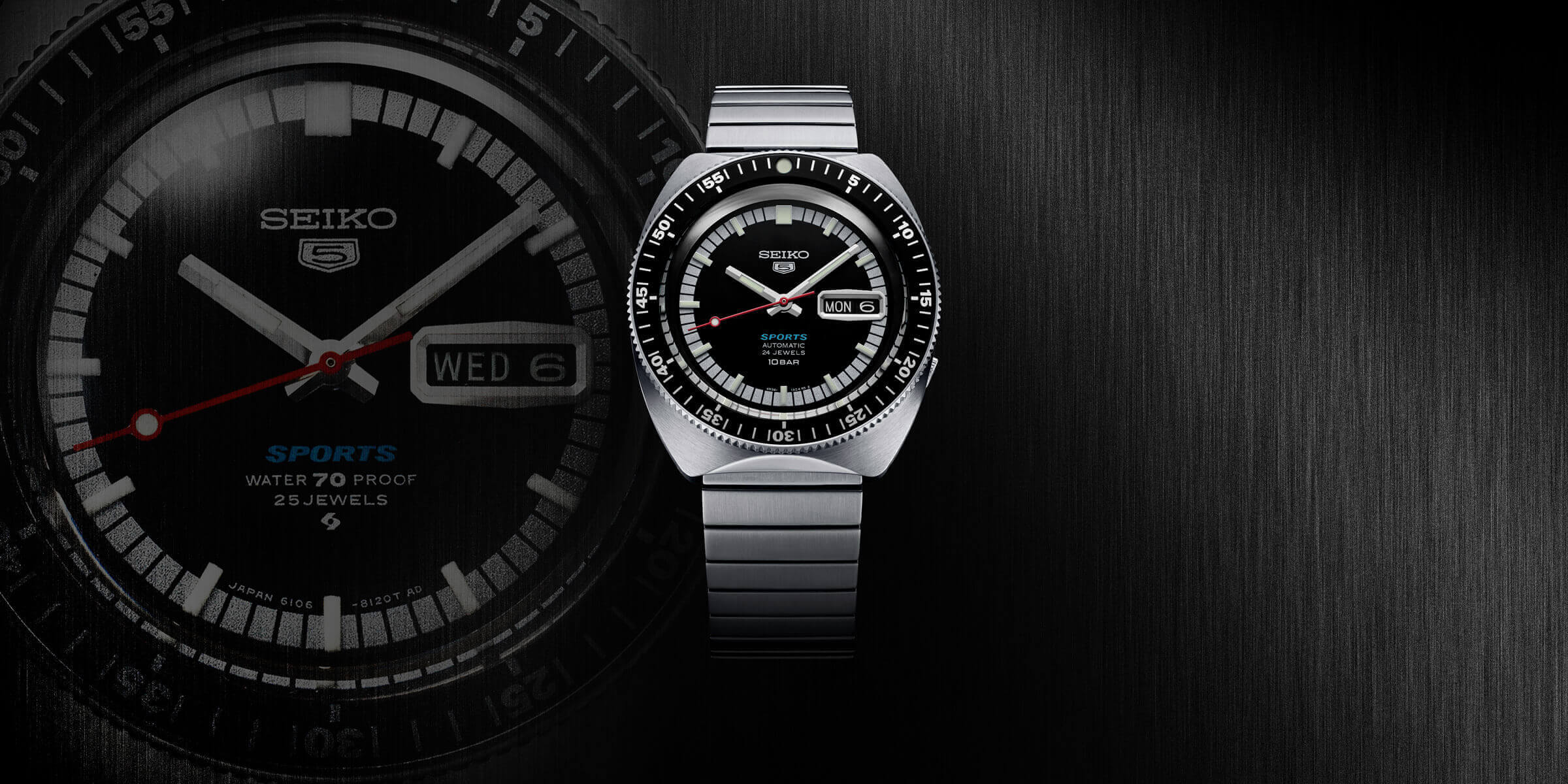 Edição Limitada do 55º Aniversário Seiko 5 Sports Recriação do Primeiro Relógio Seiko 5 Sports